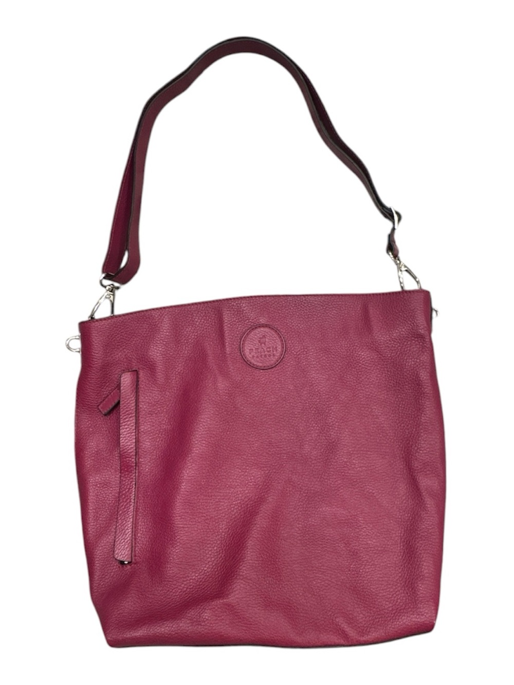Peach Patrol Italian Leather Hobo Bag Magenta Fuchsia Purse Tote